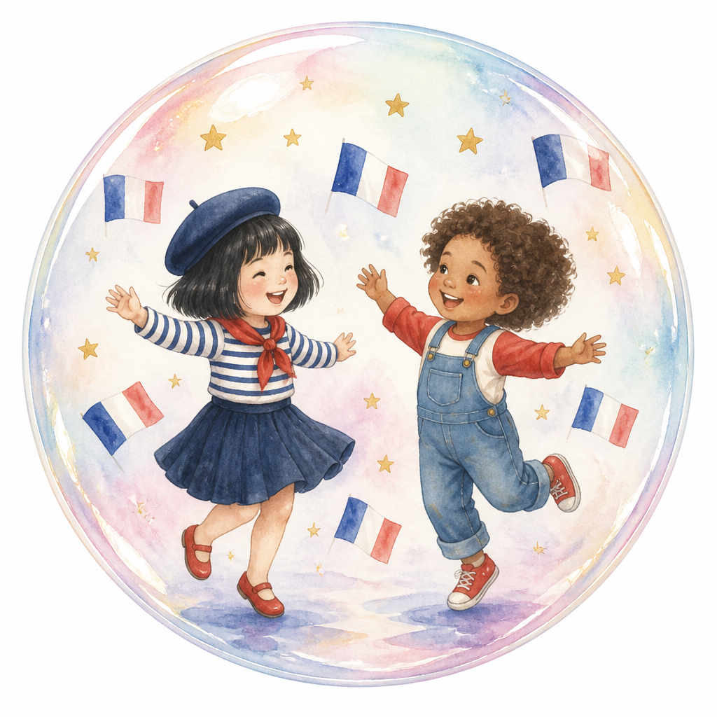 Les Petits Learners logo — two children playing inside a bubble